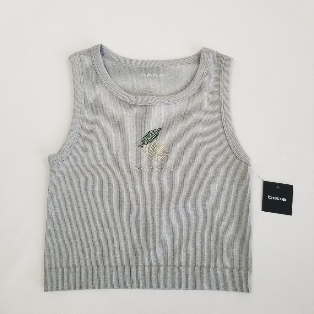 Bebe Ribbed Tank Lemon Large NWT